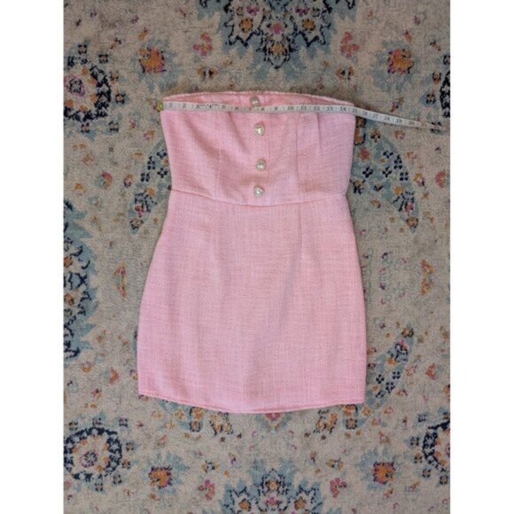 NWT Francesca's Pink Lindsey Strapless Heart Button Mini Dress - M - Picture 5 of 10